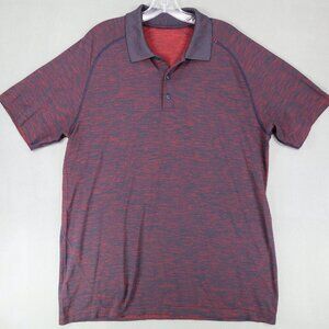 Lululemon Polo Shirt Mens Sz XL Red Metal Vent Performance Golf Active Gym Space